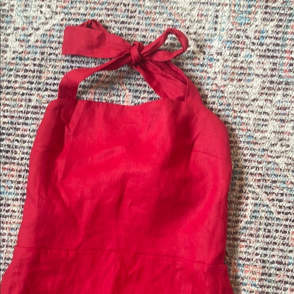 Reformation 100% Linen Red Mar Midi Halter Dress - Picture 6 of 10